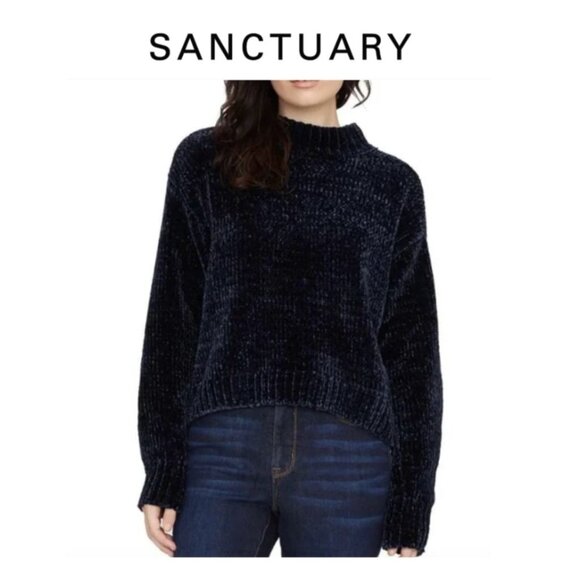 Sanctuary Sweaters - NWT New Sanctuary Chenille Mock Neck Oversized Sweater Black Anthropologie XL